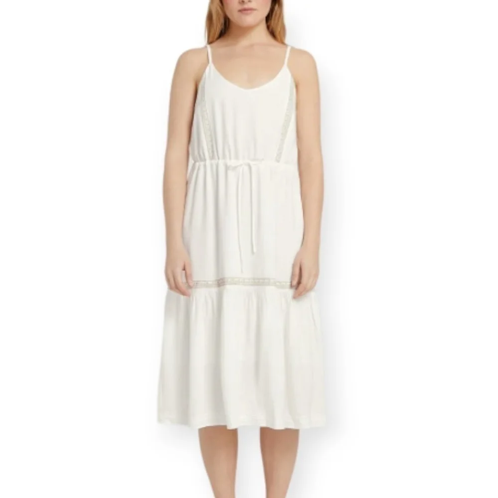 Frank and Oak White Embroidered Cami Tiered Midi Dress SZ Small - Picture 4 of 14